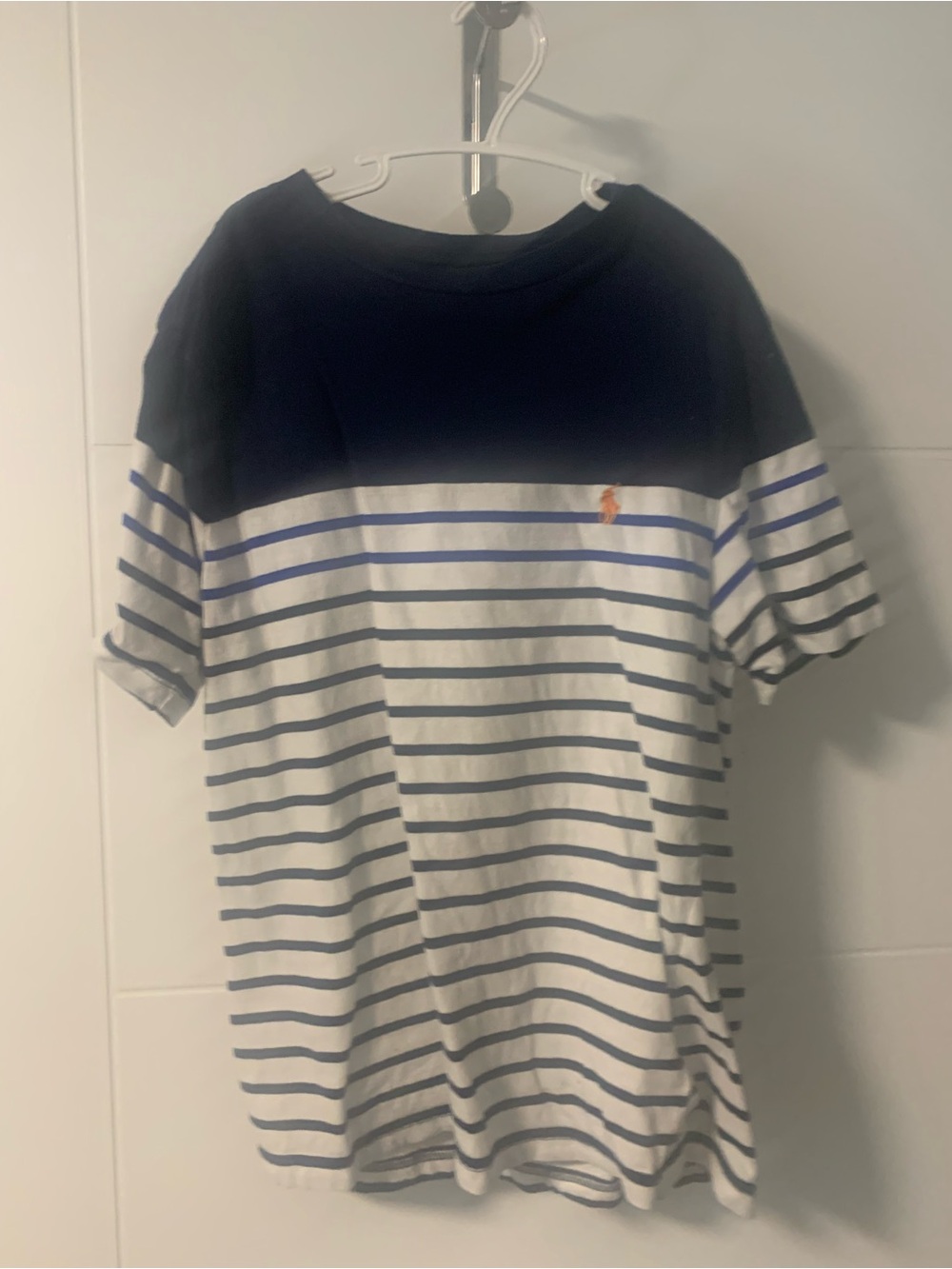 7Polo by Ralph Lauren Navy T-shirt with Yellow Logo  a17